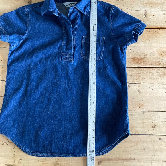 Vintage Belle Maison jeans utility shirt half button size Small 100% cotton - Picture 8 of 9
